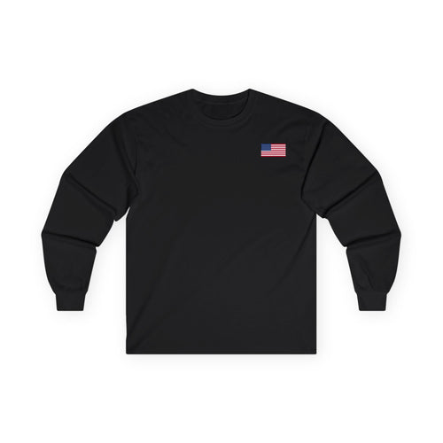 FREE USA Unisex Long Sleeve Tee - side view, solid black
