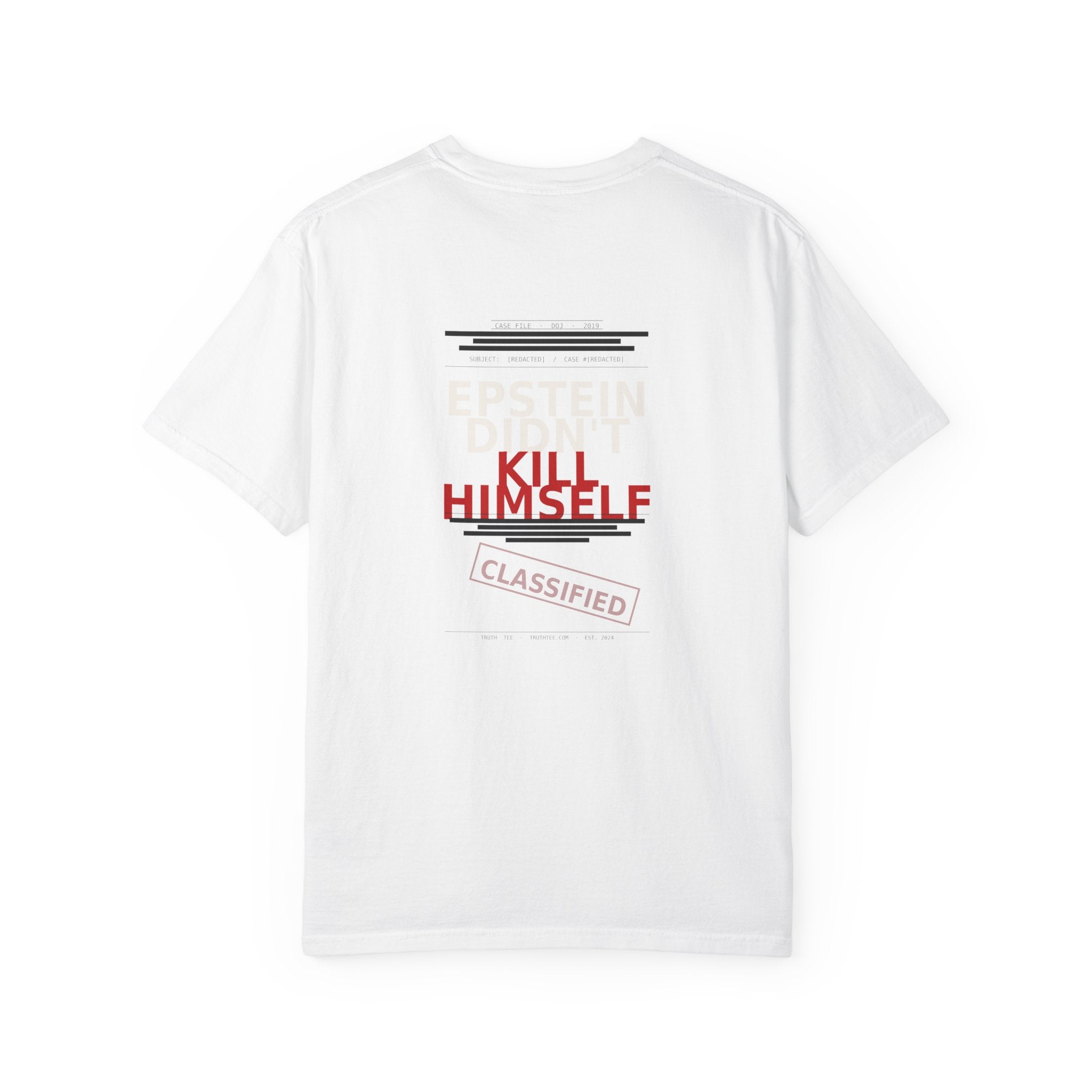 Graphic T-Shirt — 'Classified' Red Stamp Back Print