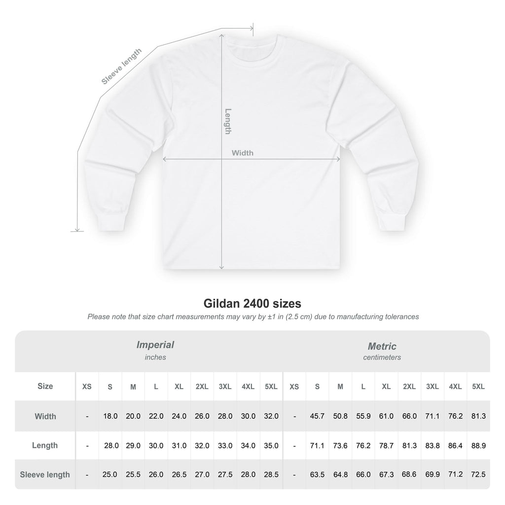 FREE USA Unisex Long Sleeve Tee - size chart and product details