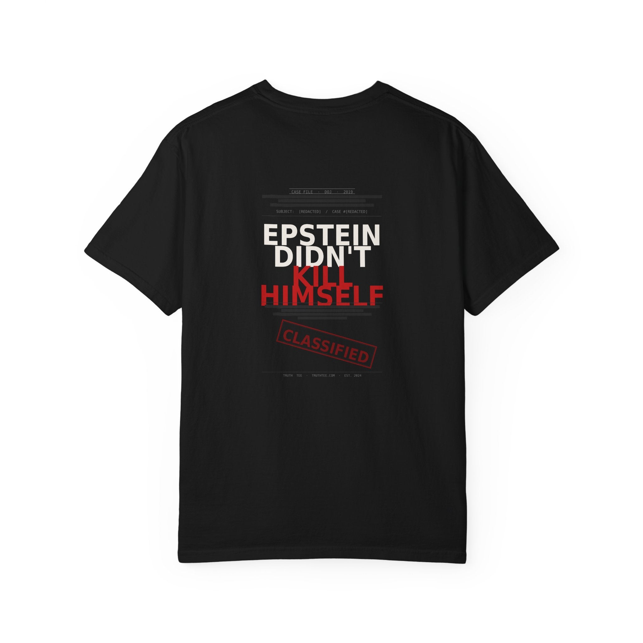 Graphic T-Shirt — 'Classified' Red Stamp Back Print